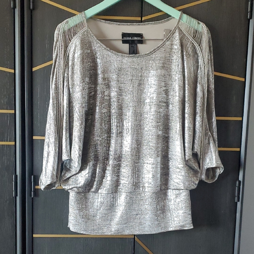 Frank Lyman Design Metallic Silver  Top